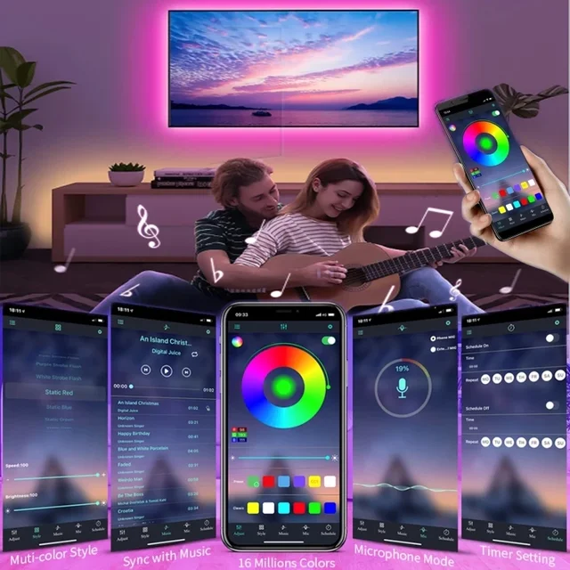 다채로운 RGB LED 스트립 조명으로 집을 밝히고 장식하세요!