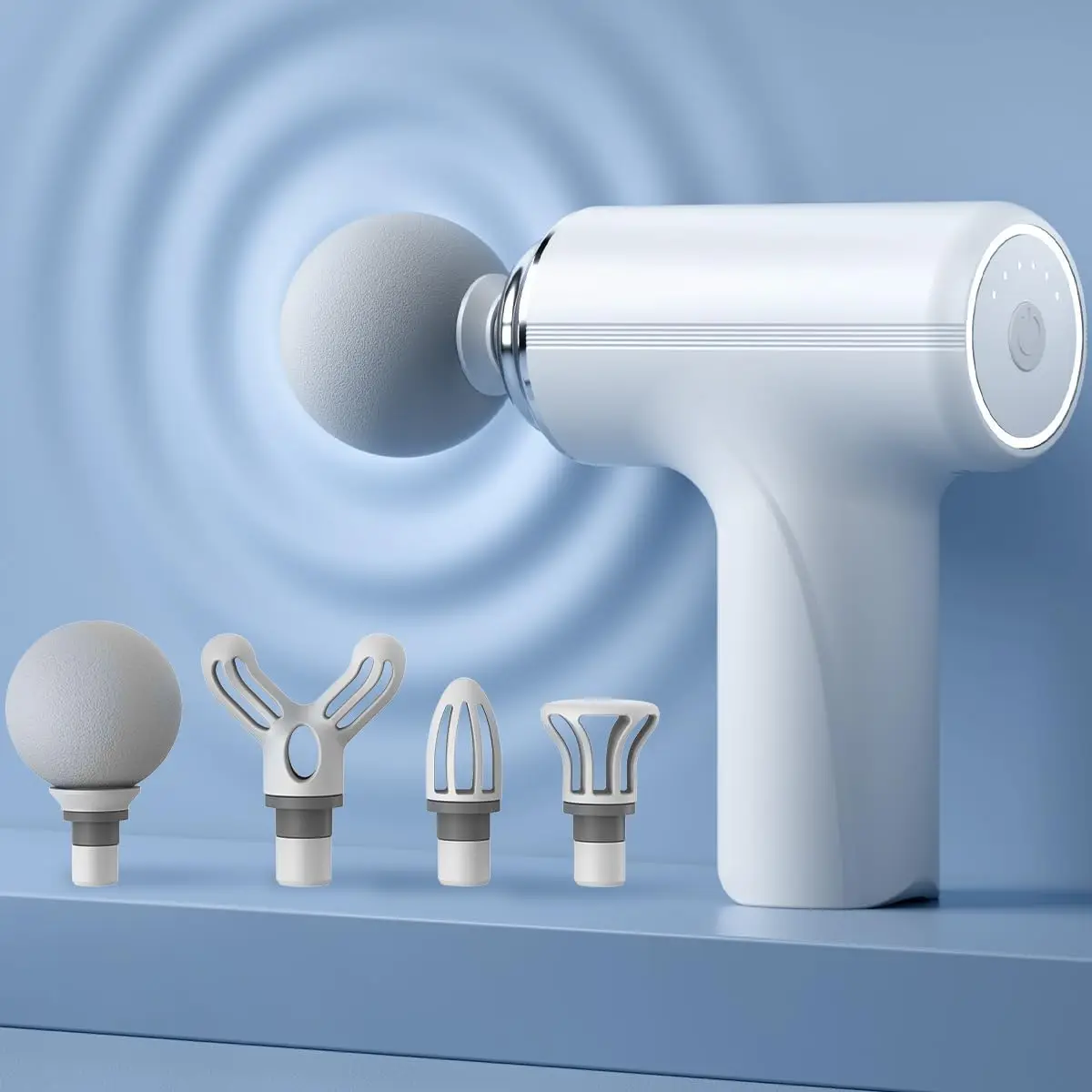 남녀공용 휴대용 마사지 건, 등, 목, 다리, 팔 근육 완화용 마사지 헤드 4 개, 피트니스 릴랙서