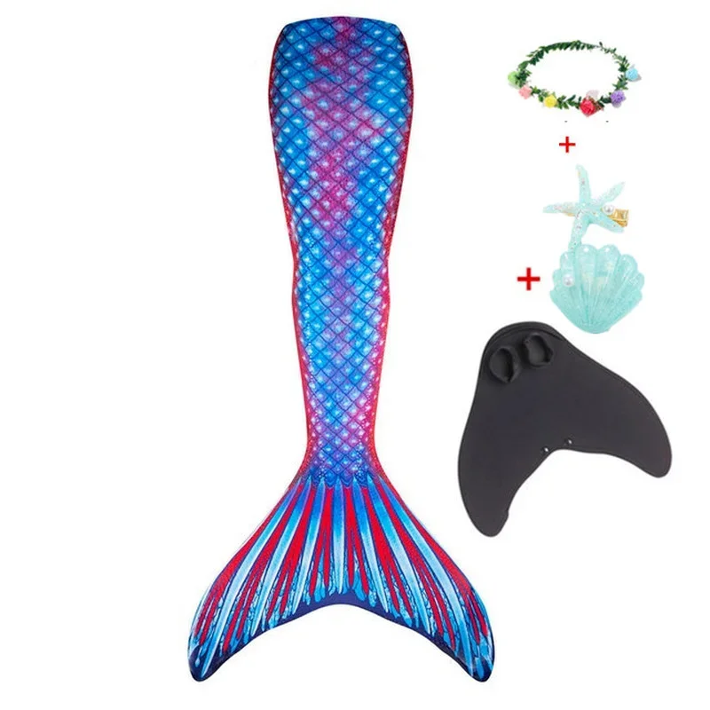 

2021 Kids adult Swimmable Mermaid Tail for Girls Swimming Bating Suit Mermaid Costume Swimsuit garland Hairpin with Monofin Fin