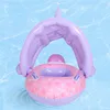 Inflatable Baby Swim Ring Seat Floating Sun Shade Toddler Swim Circle Outdoor Swimming Pool Bathtub Beach Party Summer Water Toy 5