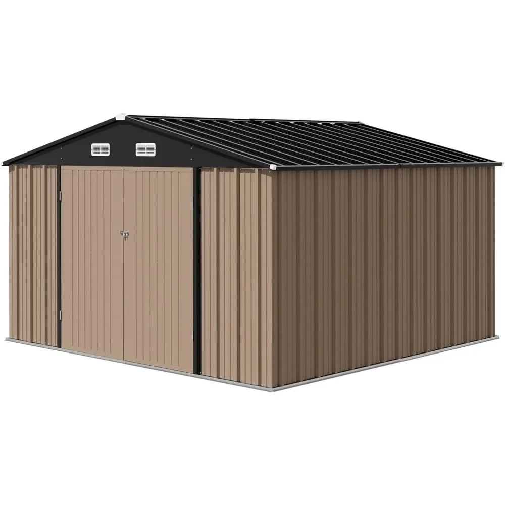Description Picture 3 of item10 X 10 FT Outdoor Storage Shed with Premium Durable Material Metal Sheds & Outdoor Storage House for Patio Garden (Brown)