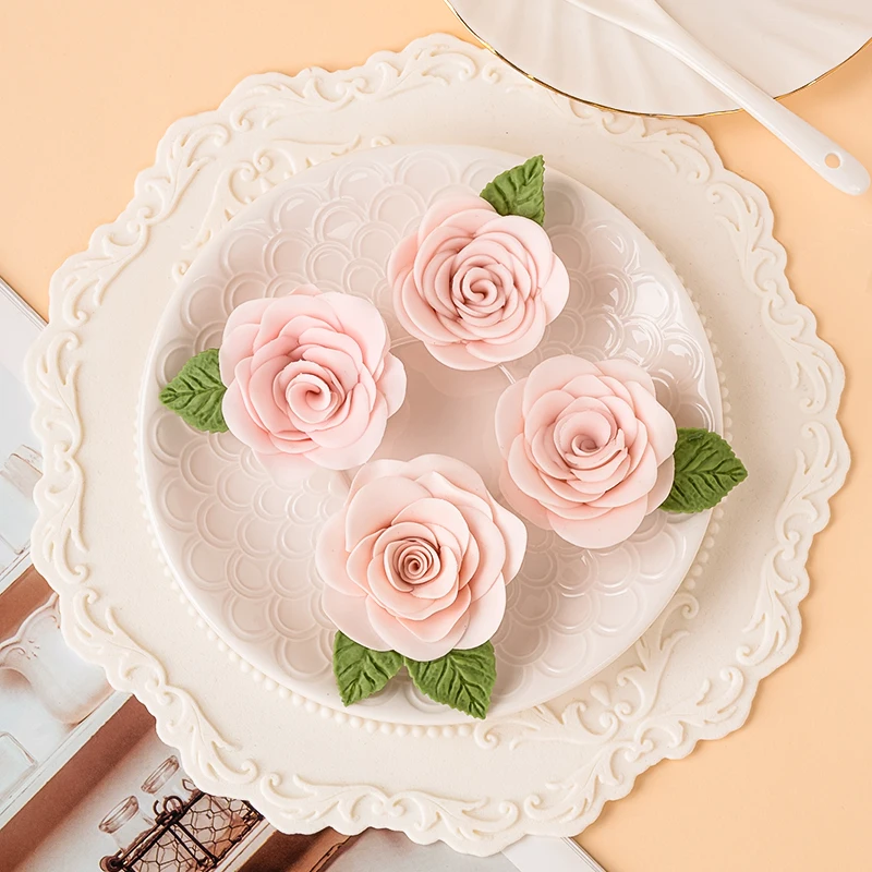 Rose Shape Cutting Mold Set Polymer Clay Cutter Three-dimensional Rose DIY Fondant Cake Decoration Ornaments Clay Tools 3pcs