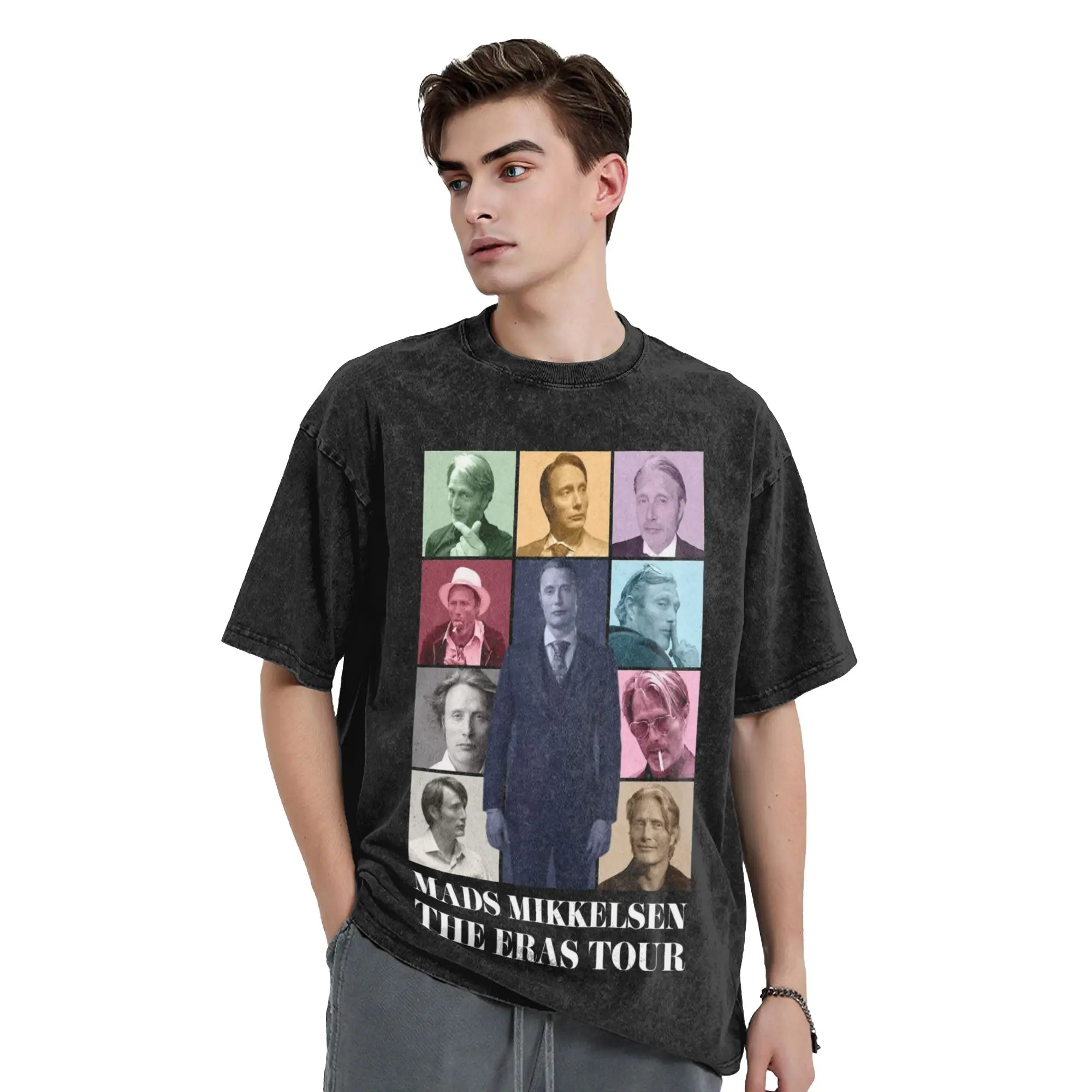 Mads Mikkelsen Eras Tour Washed T-Shirts Streetwear Coole T-Shirts Tops für Männer und Frauen Kurzarm High Street Bedruckt – Detail 1