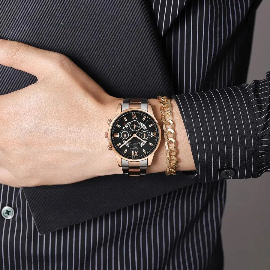 Luxury Men's Steel Strap Luminous Calendar Watch Business Fashion Wristwatch Sports Watch Men's Gifts 3