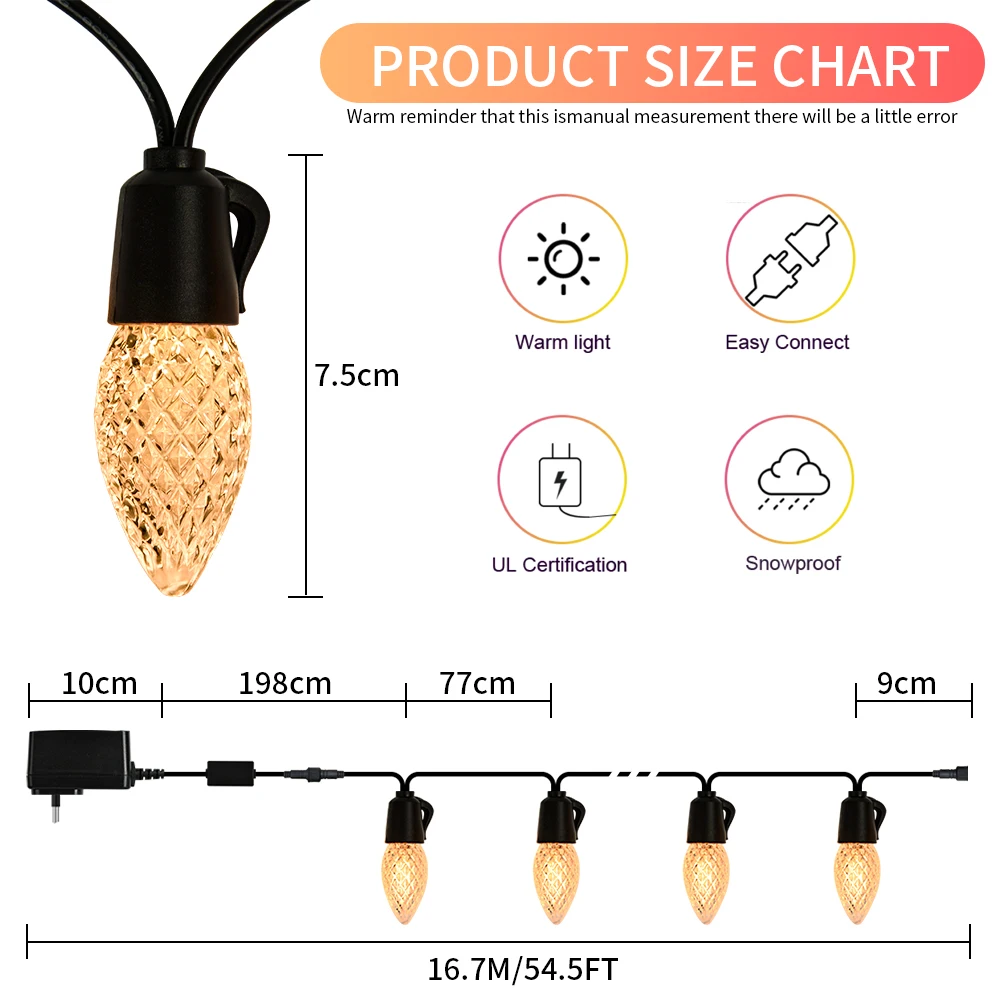 Outdoor LED String Lights with Remote Control and Dimming Feature for Garden, Bedroom, and Party Decoration