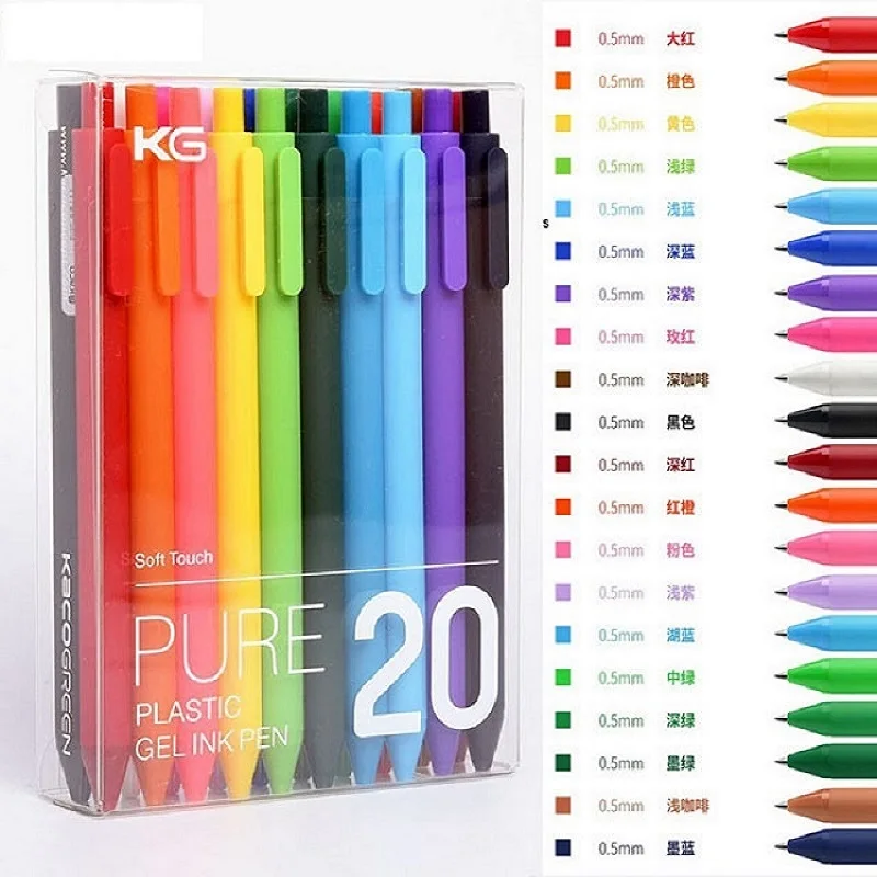 Kawaii Kaco Retractable Stationery 5/10/20 Colors Gel Pens 0.5MM Color ink Smooth Writing for Journals Notebooks Planner Drawing 6