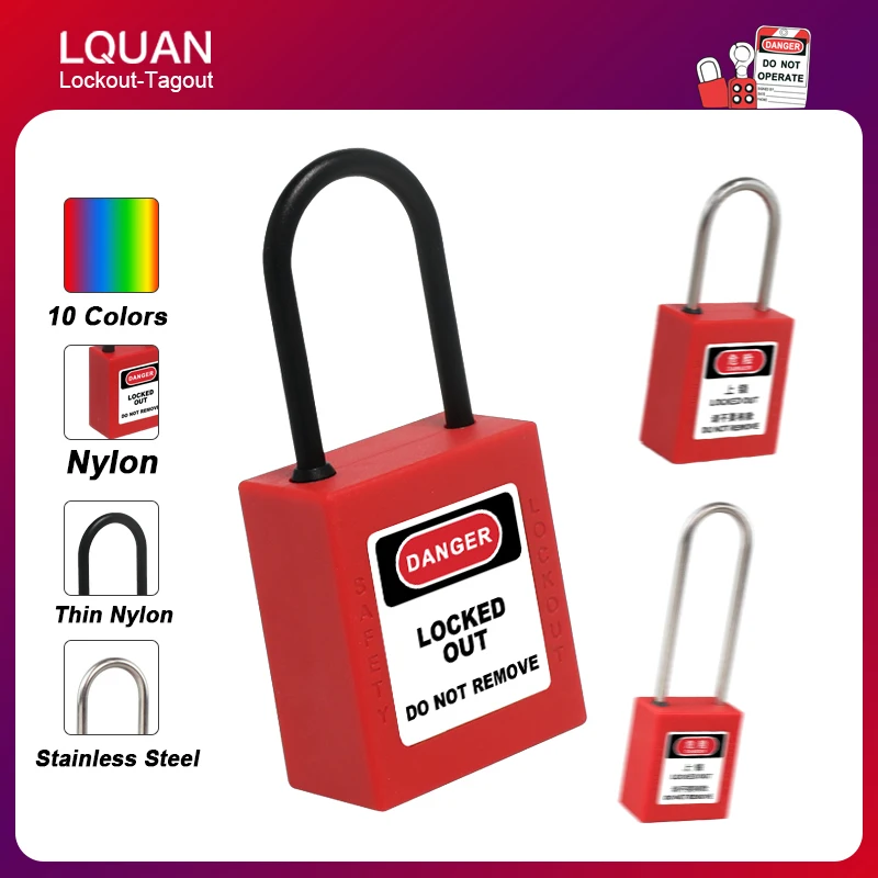 

LQUAN ABS Security Padlock Nylon Or Steel Thin Shackle Safety Padlock 4mm Diameter 10 Colors To Choose