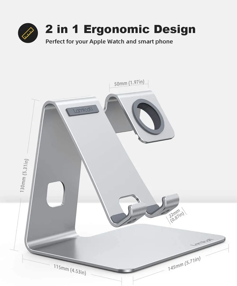 Lamicall Watch Phone Stand Stand For Apple Watch Phone Holder In