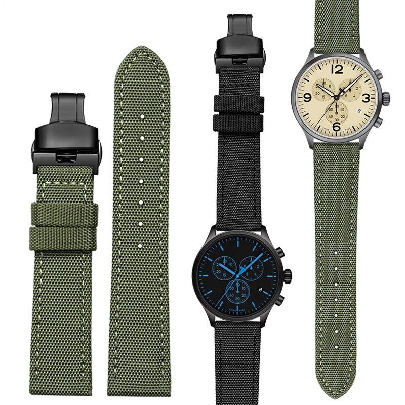 Per Tissot Seiko Skx007 Timex Citizen Nylon Sport Watch Strap Canvas Cinturino Inferiore In Pelle 19 20 22 23 24Mm Cinturino Da Uomo