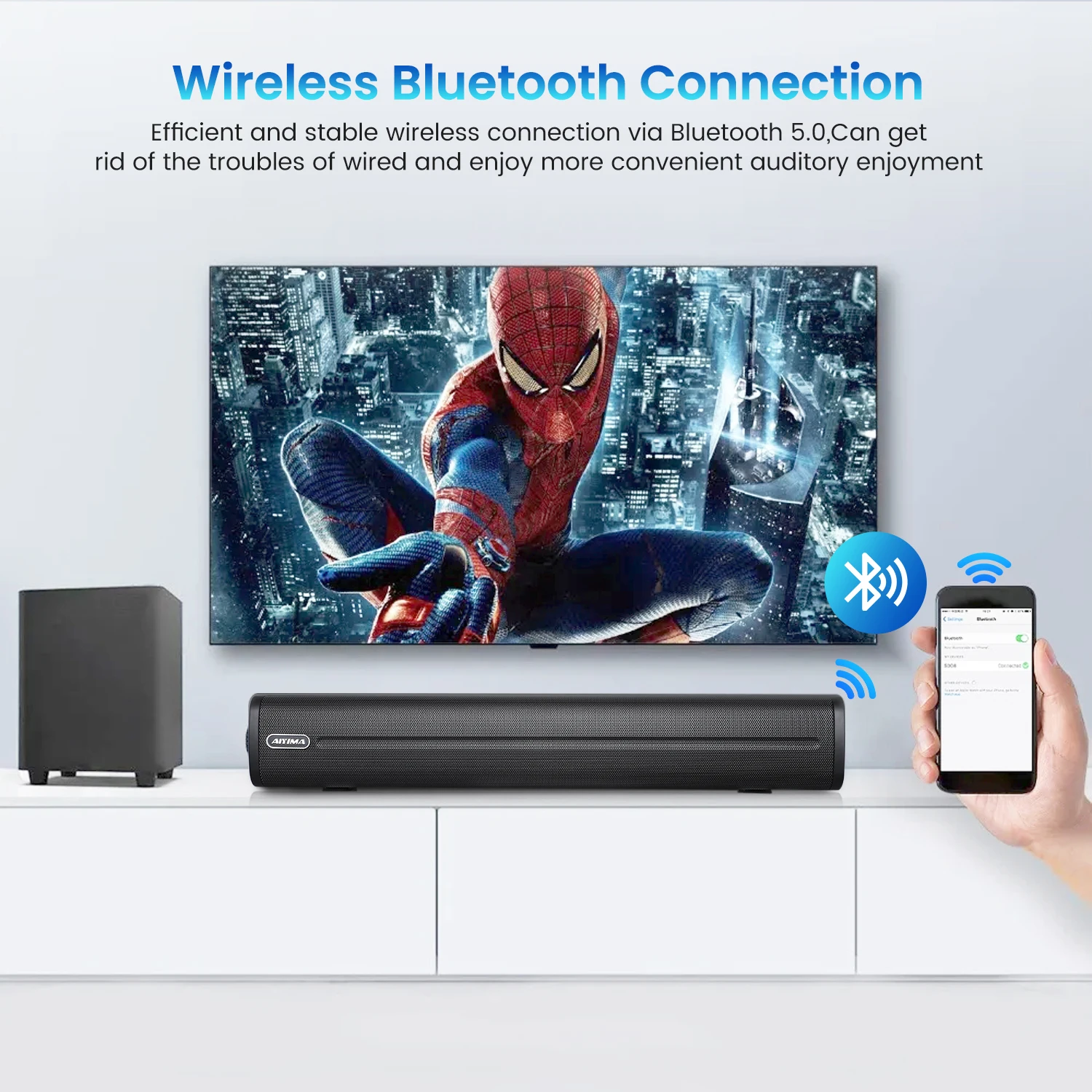 AIYIMA Bluetooth Subwoofer Soundbar TV Audio Echo Wall Computer Speaker Home Theater Hifi Music Wireless Bluetooth Speaker computer speakers audio speakers wireless bluetooth speaker