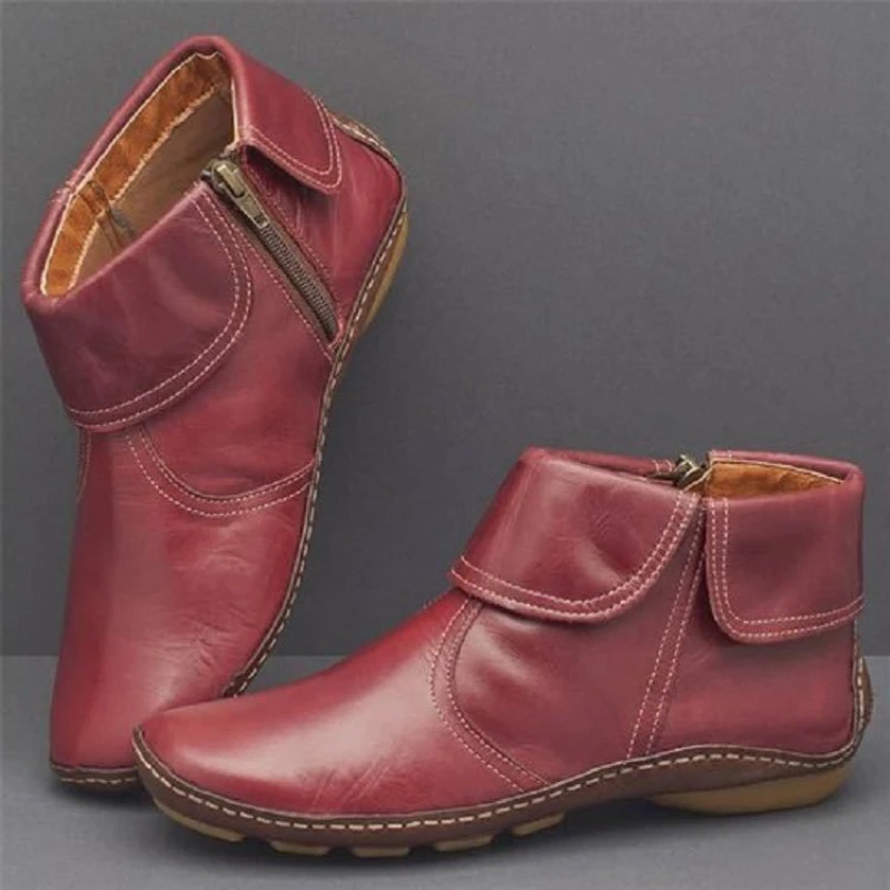 

New Round Head Casual Thick Bottom Women's Side Zipper Flanging Boots