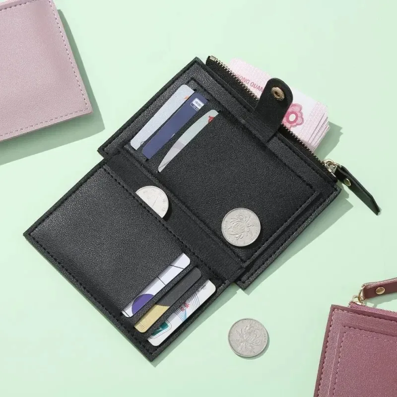 Elegant Women's Leather Wallet - Compact, Slim, Multi-Card Holder with Hasp Closure