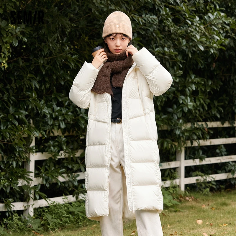 Semir Down Jacket Women Long Warm 2023 Winter New Loose Waterproof Hooded Jacket 2