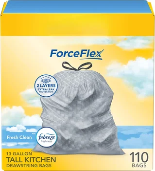 13-Gallon Stink Shield Drawstring Kitchen Trash Bags – 110 Count 1