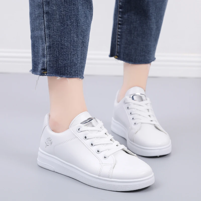 Women Casual Sneakers Shoes Spring Lace-Up Embroidered