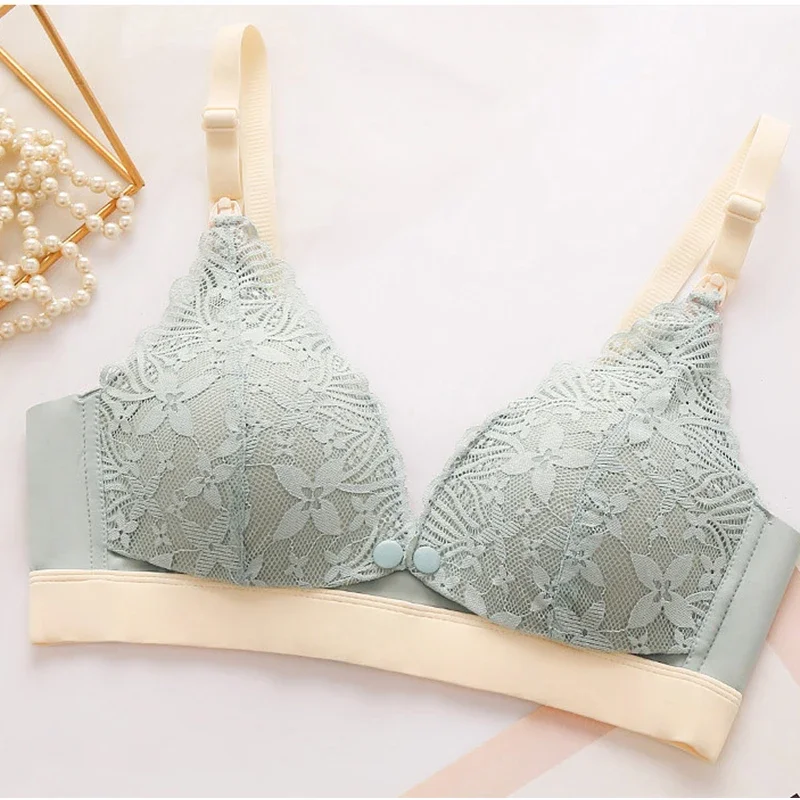 Ladies' Seamless Steel-free Thin Maternity Bra Gathered Comfortable Front-open Design For Postpartum Breastfeeding 6