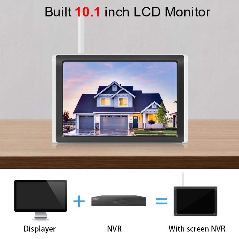 Security center Smar Wifi Nvr LCD Monitor 8CH 10Inch NVR Security System CCTV Network Video Recorder Detection 3/5MP Face Detection NVR