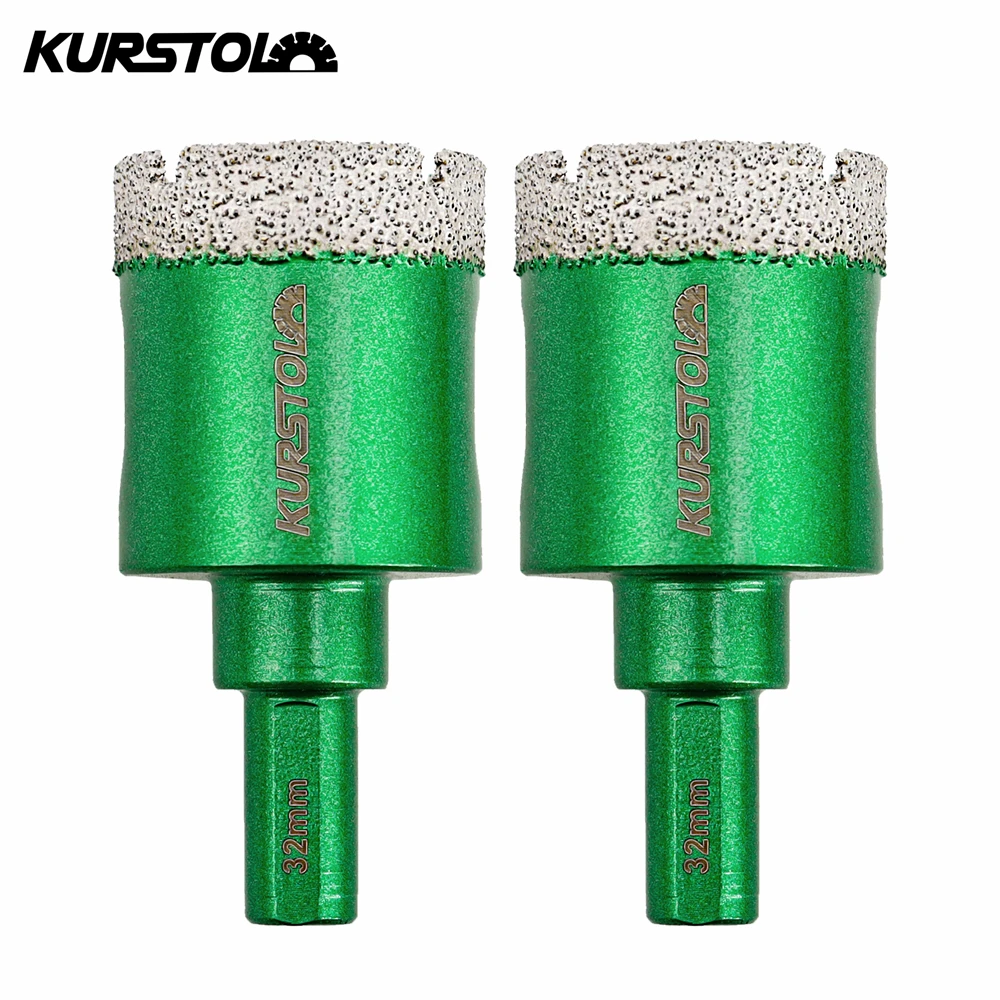 KURSTOL Diamond Drill Bits Granite Triangle Shank 32mm 1/2pcs Porcelain Ceramic Marble Stone Tile Core Drill Bit Hole Saw Opener shdiatool 2pcs diamond milling finger bits drill core bits dia20 25 35mm tile marble porcelain m14 or 5 8 11 thread hole opener