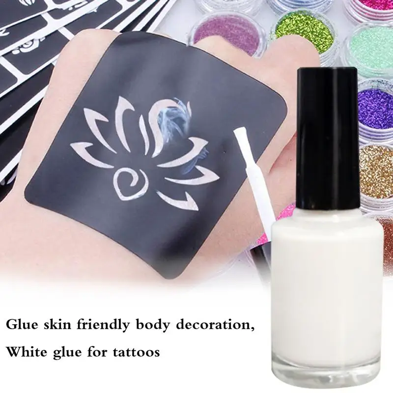 

Shiny 1 Pc 15ml One-Time Colorful Glitter Tattoo White Gel Flash Powder Tattoo Glue Body Art Paint Waterproof Makeup Tool
