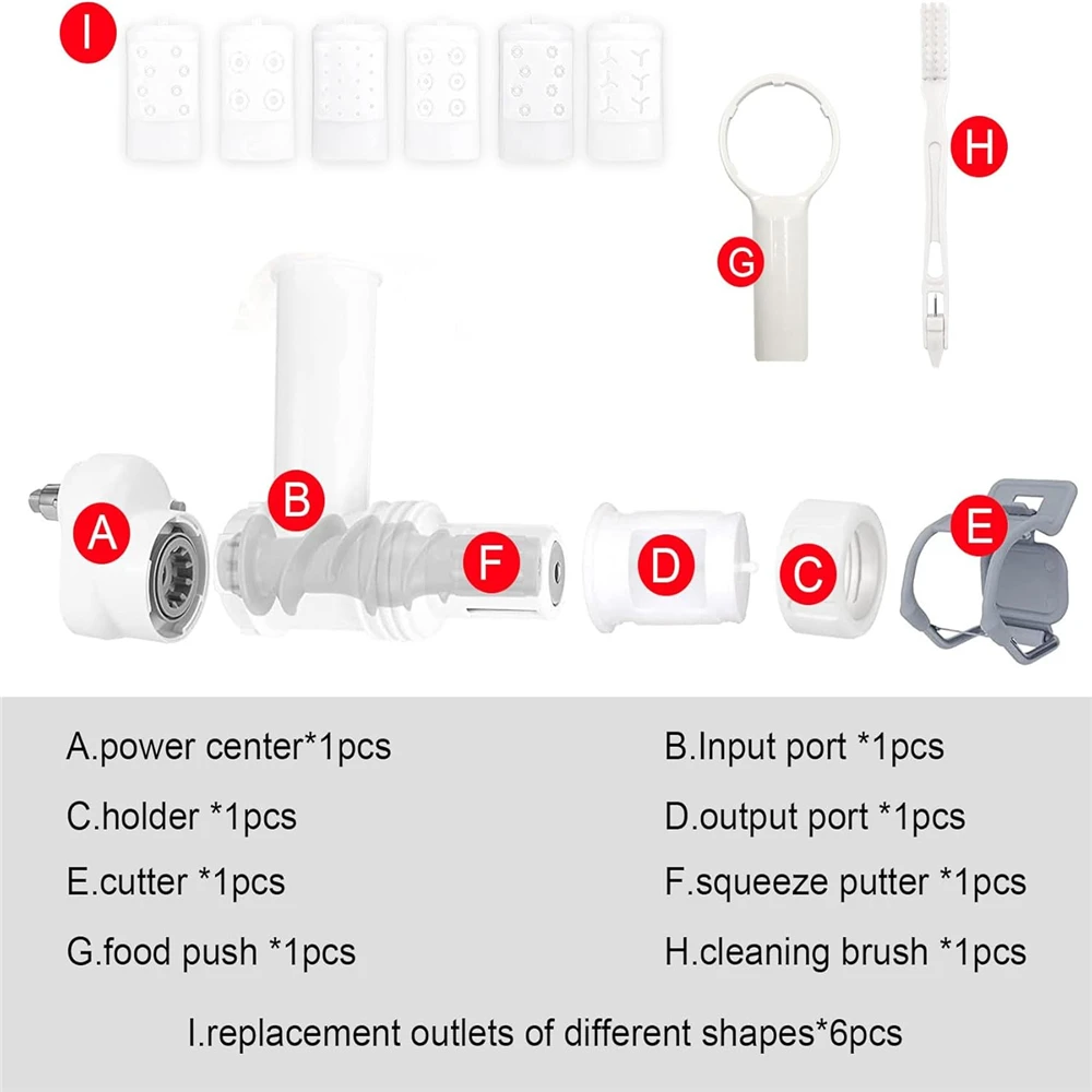 6 in 1 Set Pasta Maker Attachment Kitchen aid for Kitchenaid Stand Mixers Tool 6 Shapes Pasta Outlet Cleaning Brush Attachments