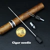 Cigar Draw Enhancer Tool Portable Dredge Drilled Stainless Steel Cuba Cigar Punch Cutter Sharp Cigar Needles Smoking Accessories 4