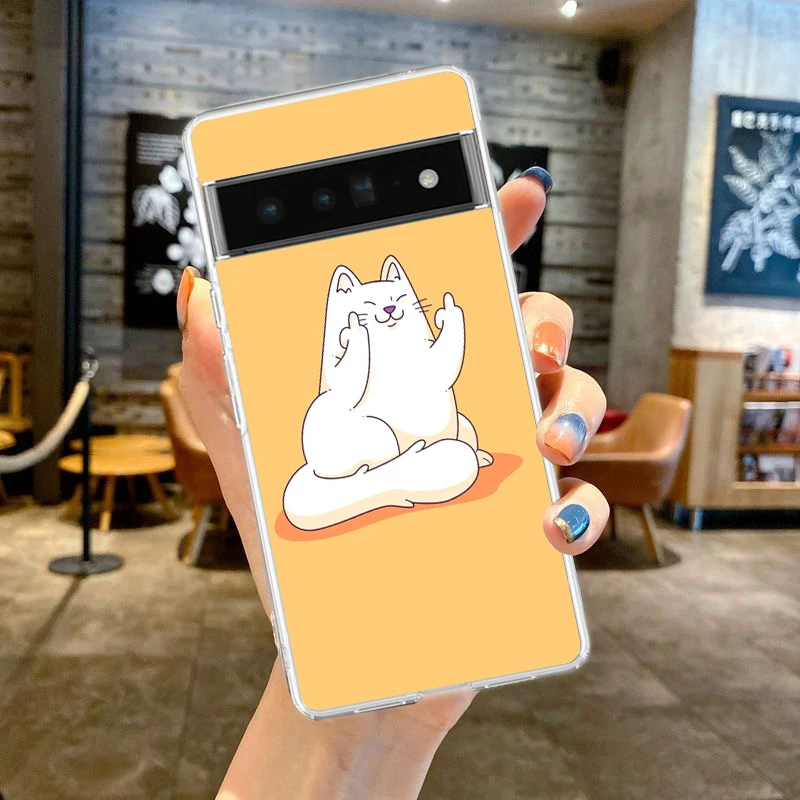 Adorable Cat-Themed Shockproof Transparent Silicone Phone Case Cover