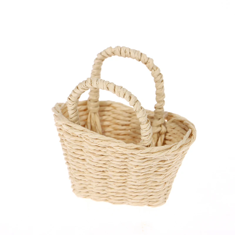 1Pcs Mini 1/12 Cute Dollhouse Rattan Frame Hand-woven Vegetable Food Storage Basket Dolls Miniature Decoration