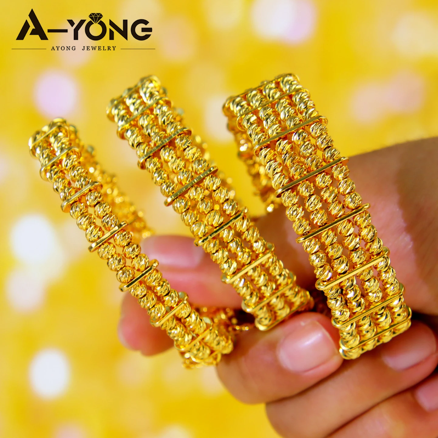 GOOJIDS Set Di 7 Bracciali Elastici Impilabili, Perline Acriliche Colorate E Tubi Oro, Stile Bohémien