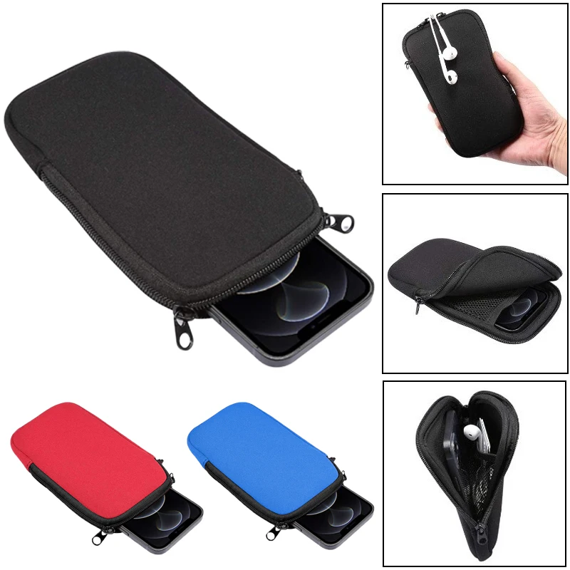 Compact Neoprene Shockproof Travel Phone Pouch – Durable, Zippered Storage Solution