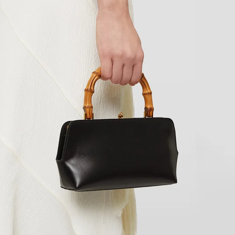 

Luxury Brand Jil Bamboo Handle Women Handbag Bags Genuine Leather Metal Frame Women Shoulder Fashion Design Women Crossbody Bag