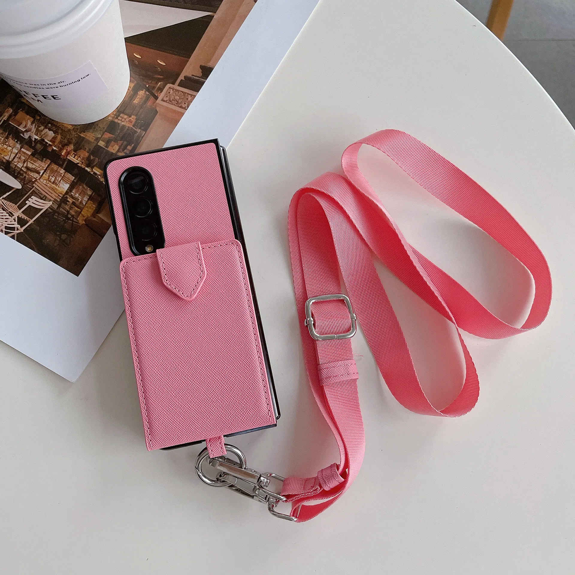 

Crossbody Lanyard Wallet Phone Case for Samsung Galaxy Z Fold 5 4 3 Fold5 Fold4 Fold3 5G Ring Card Slot Holder Leather Cover