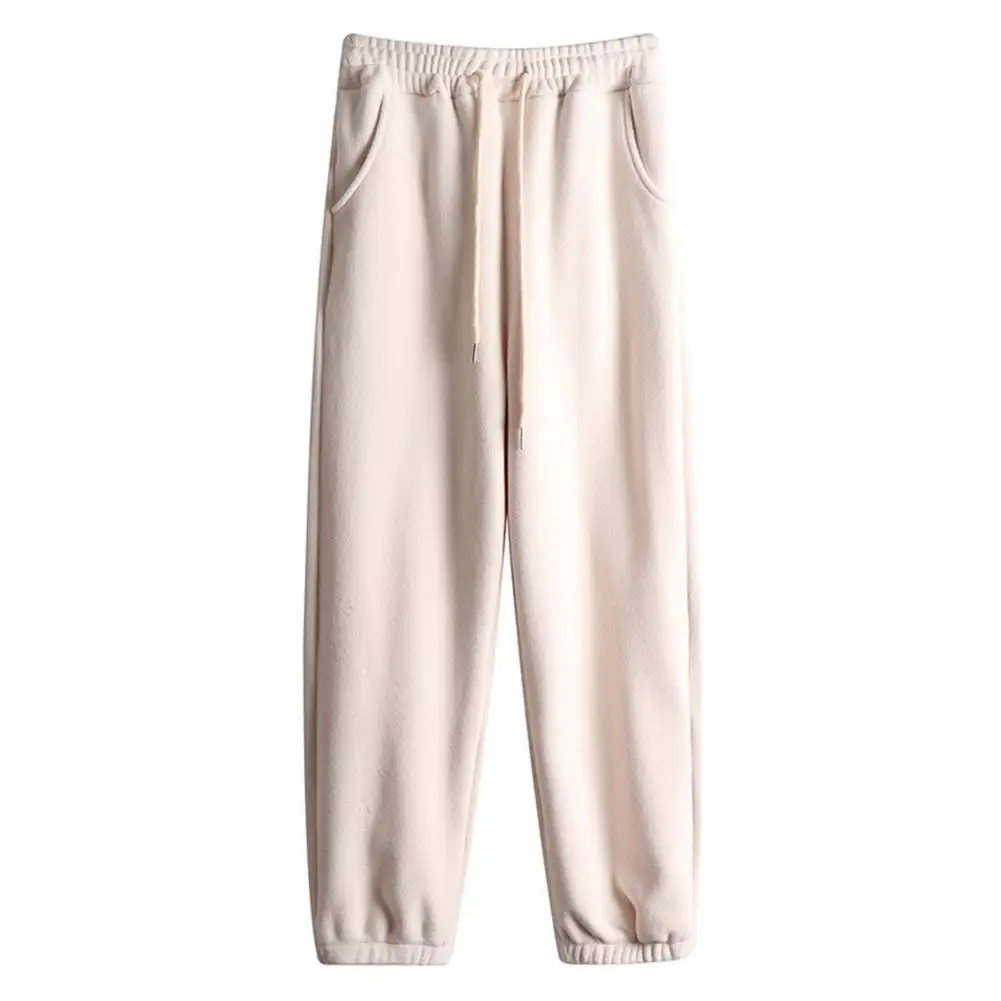 

Wide-leg Trousers Cozy Stylish Women's Winter Pants Plush Wide-legged Warm with Elastic Waist Pockets Winter Casual Pants