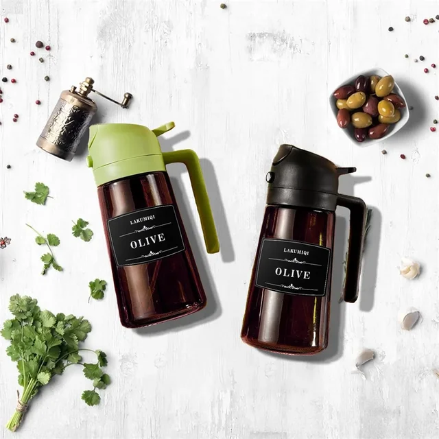 2-in-1 Glass Oil Dispenser & Sprayer 16oz Leakproof Olive Oil Bottle for Cooking Air Fryer BBQ Baking Salad 1