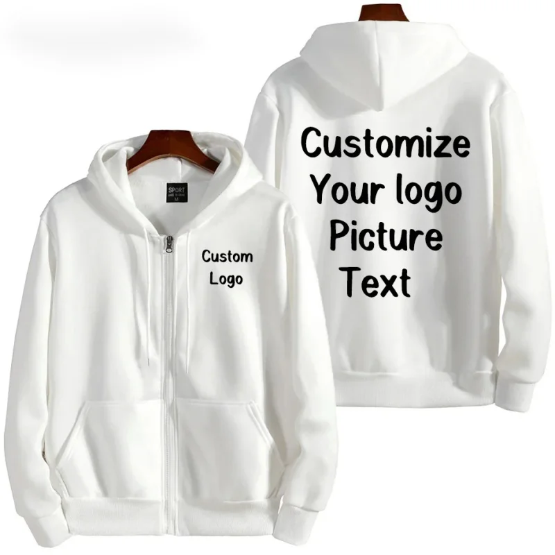 Custom Your Logo Zipper Hoodies Women Men Fashion Long Sleeve Hooded Sweatshirt Hot Sale Casual Autumn Winter Sportwear Clothes 5