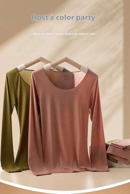 Sous-vêtement thermique femme automne hiver chemise à bascule T-shirt à manches longues mince haut thermique seconde peau thermique femme L-XL 1