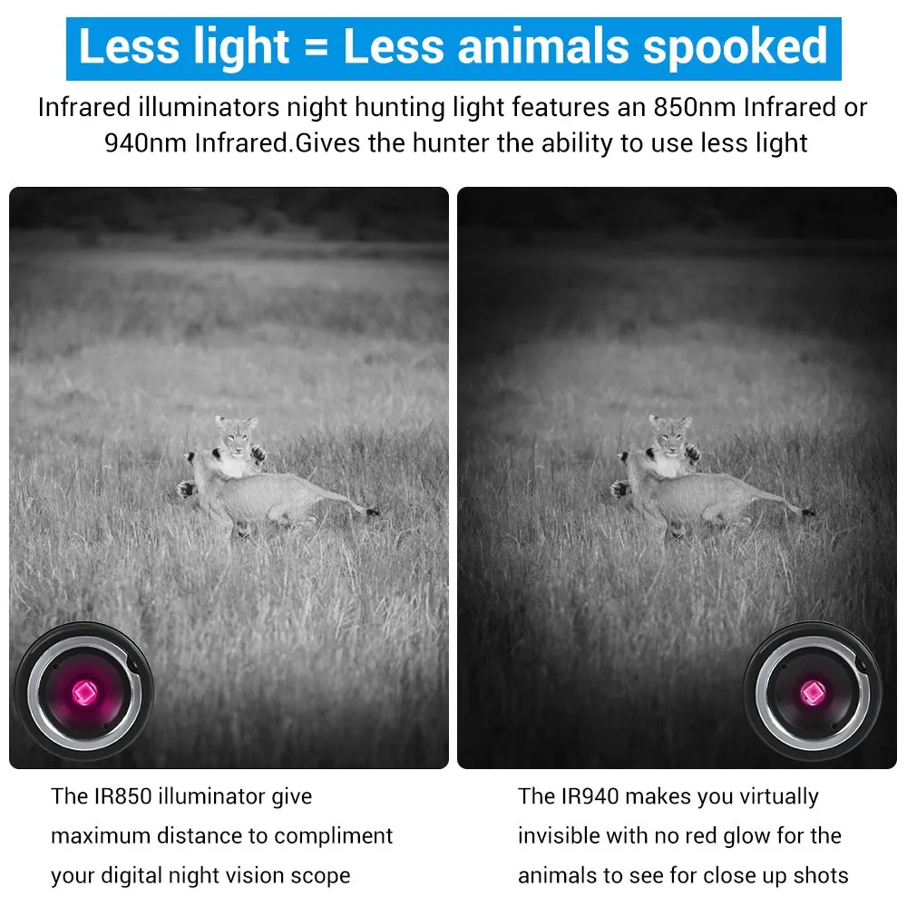 850/940nm Infrared Flashlight Zoomable IR Illuminator for Night