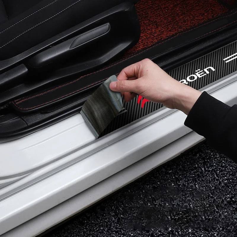 Carbon Fiber Door Sill Protector Film - Anti-Scratch Guard