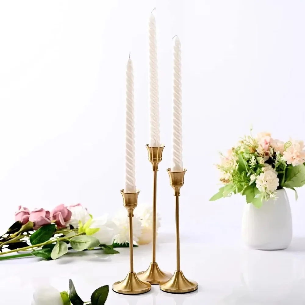 1/3pcs Vintage Elegant Tabletop Candle Holders Metal and Aluminum Home and Hotel Decoration Candlelight Dinner Props