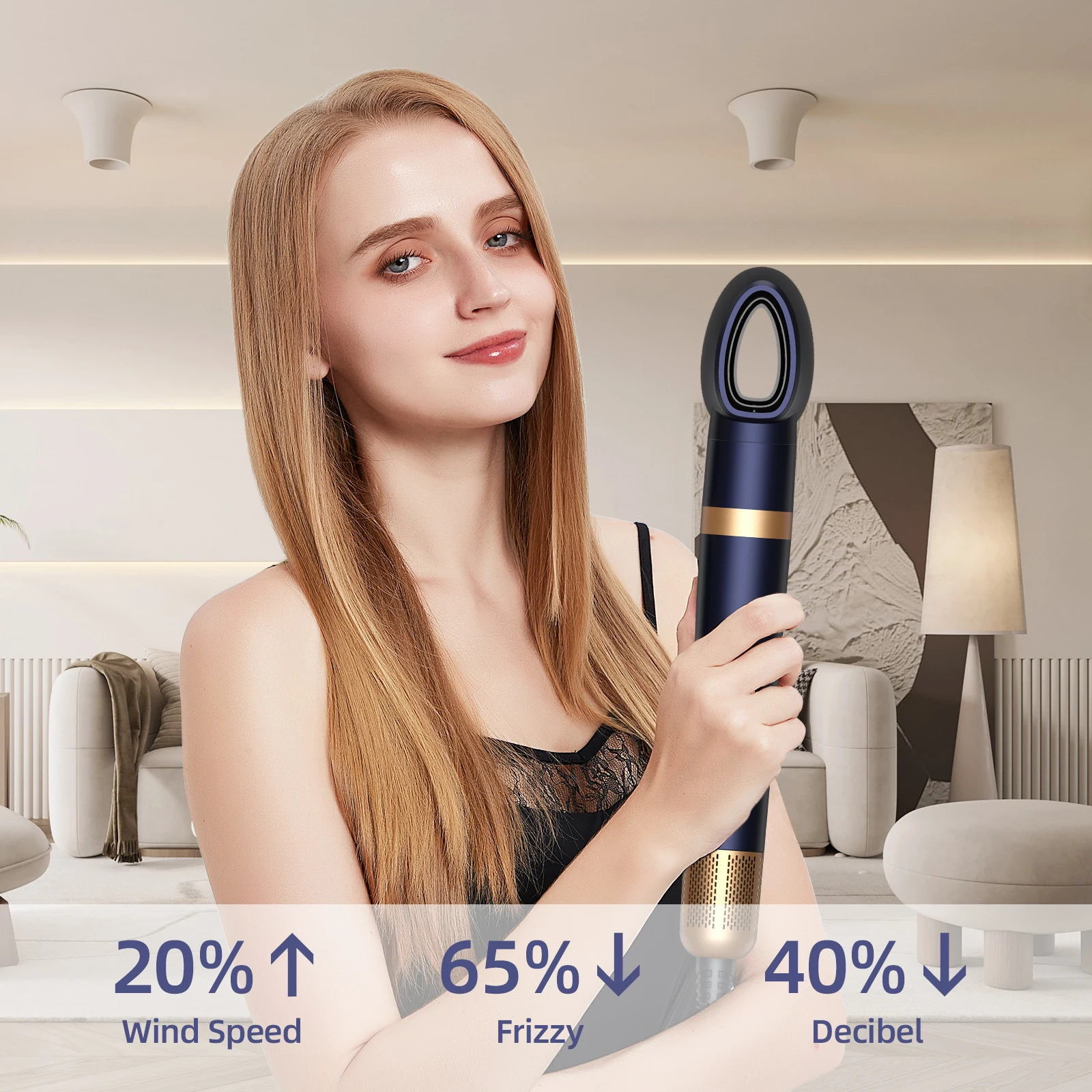 Hair Curler Dryer 6 in1 Air Styler & Hair Dryer for Straight & Wavy Auto-Wrap Curlers Staightener Blow Drier