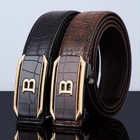 Men's Belt Automatic Buckle Belt High-Quality Trendy Crocodile Pattern Belt Fashionable Jeans Strap Men's Accessories