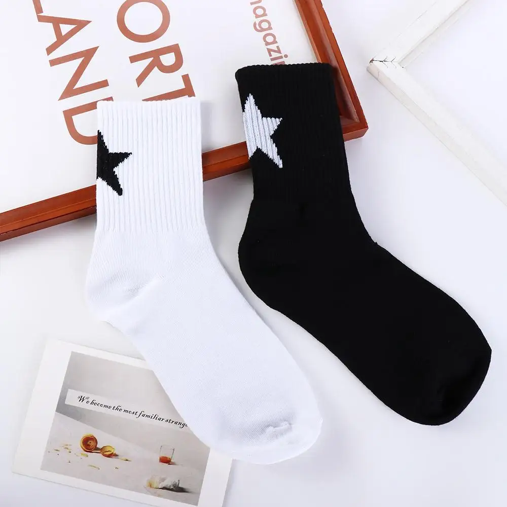 

Anti-Odour Sweat Absorption Non-Abrasive Five-Pointed Star Socks Korean Style Outfits Tide Mid-Calf Socks Couple's Version