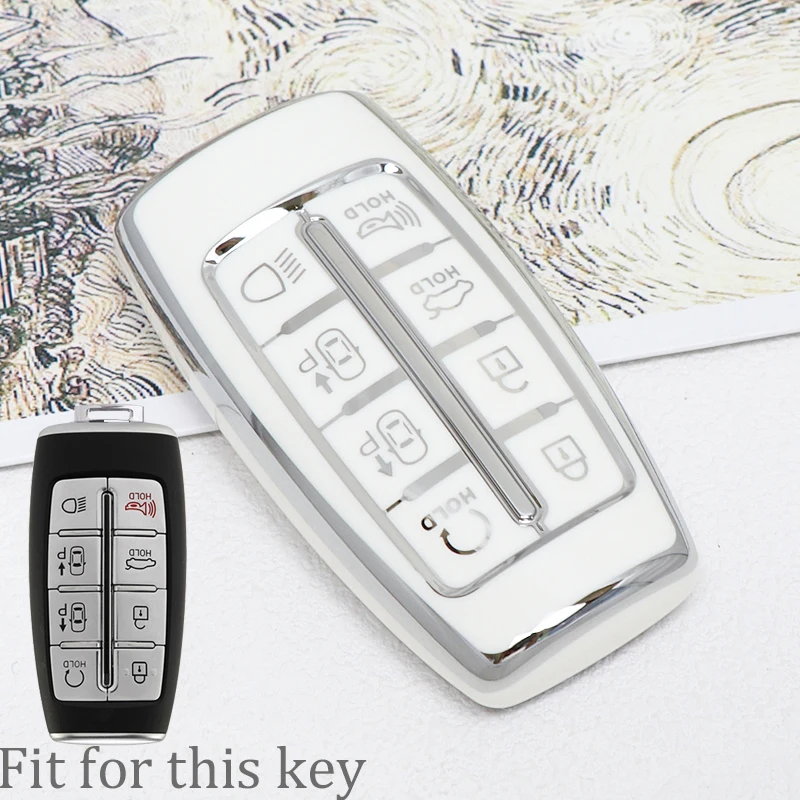 Premium TPU Car Key Case Cover with Keychain - 8-Button Protection and Style Accessory