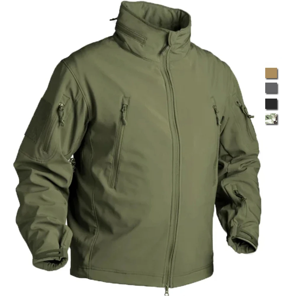 

Tactical Jacket Men Winter Military Shark Skin Soft Shell Jackets Outdoor Fleece Motorcycle Multi Pocket Waterproof Camo Coats