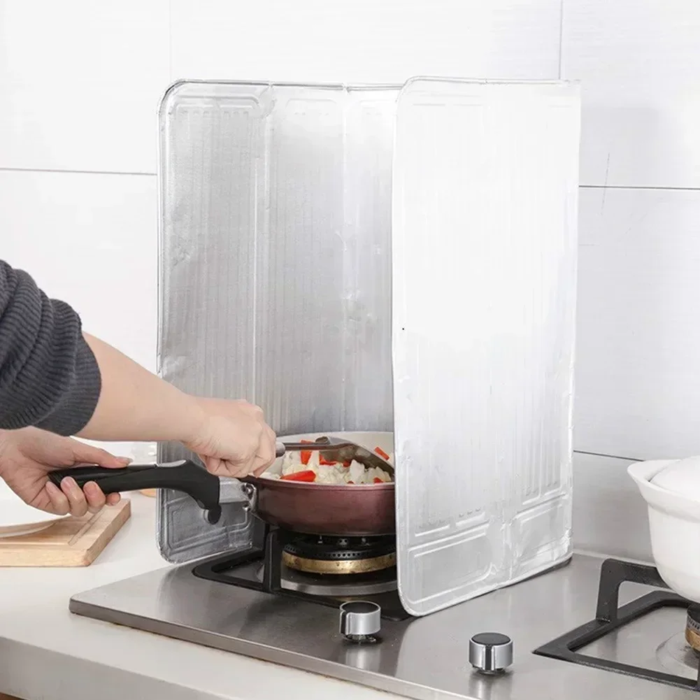 1pc Gas Stove Baffle Plate Screen Kitchen Oil-splash Guard Insulated Aluminum Foil Kitchen Tools And Gadgets 90*50cm