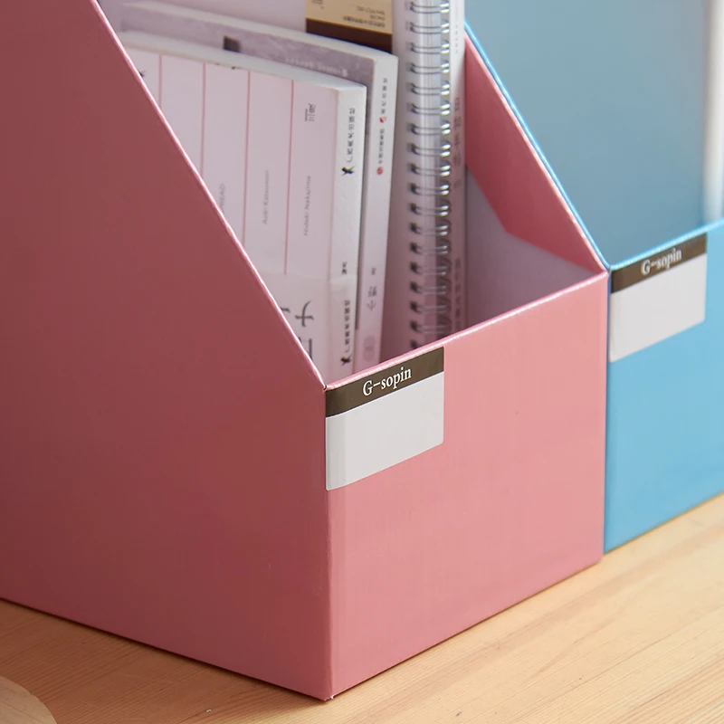 DIY Kraft Paper Magazine Rack Bookend large book stand File Holder Foldable documents organizer office storage rack with Labels