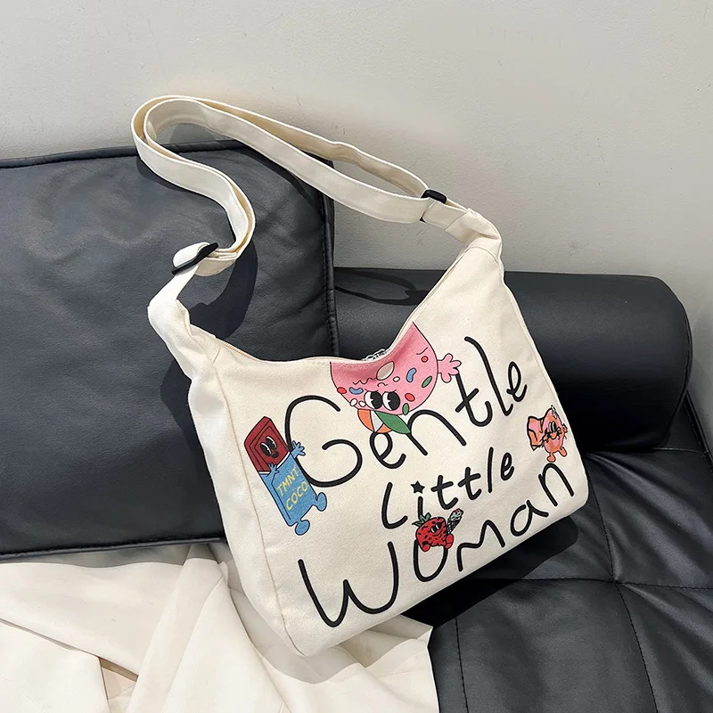 Sanfte Damen-Leinentasche mit Buchstaben, trendige, vielseitige Schulter-Crossbody-Tasche mit großem Fassungsvermögen, lässige Alltags- und schicke Ausflüge – Detail 3