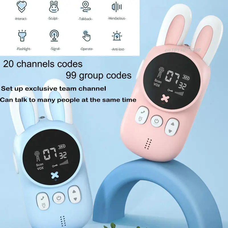 Children's Walkie Talkie Kids Mini Toys Handheld Transceiver 3KM Range UHF Radio Lanyard Interphone Talkie Walkie Birthday Gifts 3