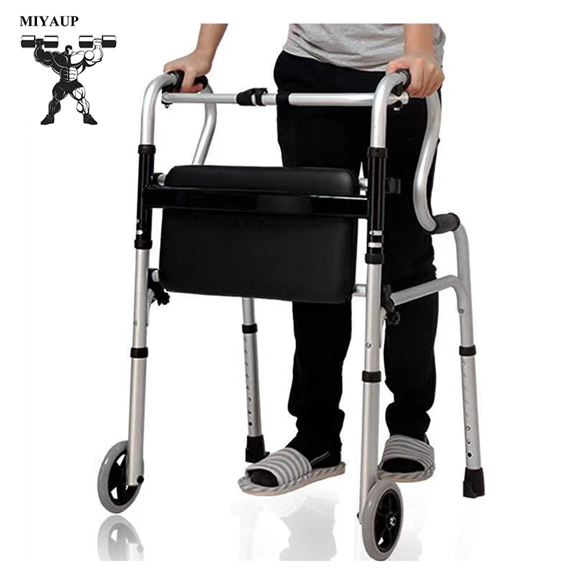 MIYAUP-Four-legged Crutch for the Elderly, Aluminum Alloy, Walking Aid Chair, Disabled People
