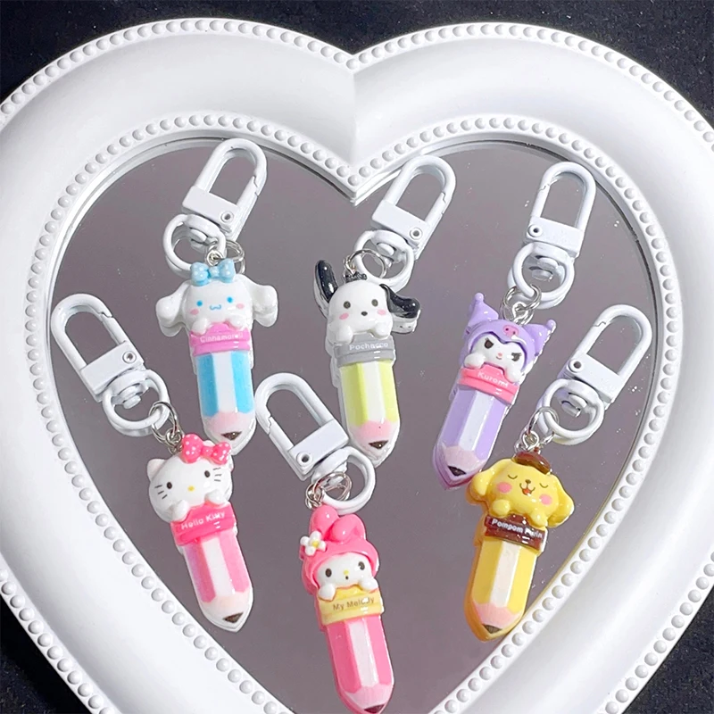 

Kawaii Sanrio Anime Melody Kuromi Creative Keychain Cartoon Hello Kitty Cinnamonroll Backpack Pendant Accessories Holiday Gift