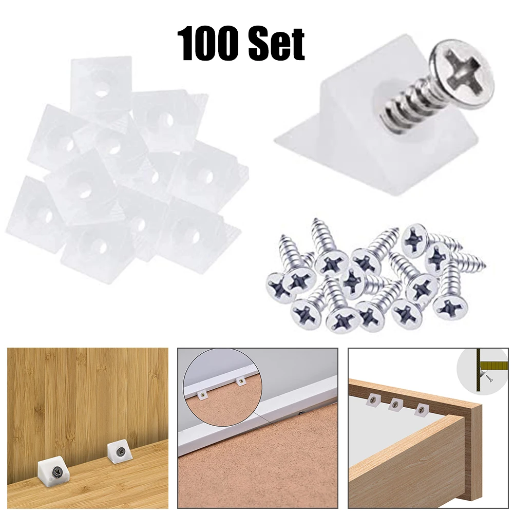 Furniture Repair Kit 100 Piece Drawer Chest Bottom Sagging Repair Wedge Corner Bracket Screw
